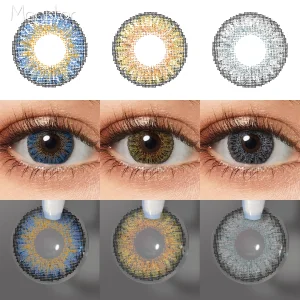 Free Shipping 3 Tone Eye Contacts Color Contact Lens Wholesale Yearly Blue Eye Contact Lenses Gray Lentes De Contato Coloridas