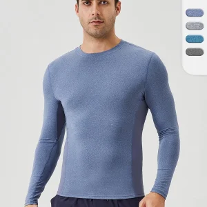 Men's Autumn and Winter Fitness Long-Sleeved Quick-Drying Breathable Running T-Shirt Outdoor High-Elastic Tight-Fitting Sports Shirt Sportswear