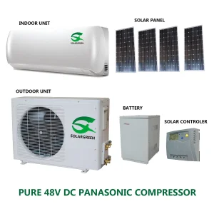 China Manufacturer 48V DC 100% off Grid Solar Air Conditioner with 48V DC Compressor &amp; Motor