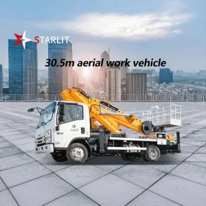30.5 Meter Truck Mounted Aerial Work Platform Featuring LED Work Area Illumination and Digital Platform Controls