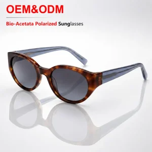 Óculos de sol polarizados de moda feitos à mão em acetato biológico sustentável e biodegradável com logotipo personalizado de luxo para atacado, proteção UV400 tendência para mulheres e homens