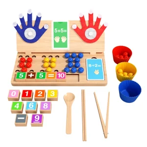 Montessori Wooden Math Learning Toy Clip Beads Game