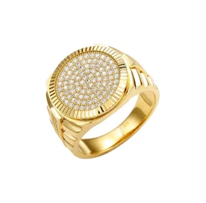 925 Sterling 10K/14K/18K Gold OEM Trendy Trio Color Diamond-Filled Watch Shaped Ring