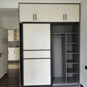 Custom with Swing/Sliding Metal Cabinet Glass Doors White Dual Tower Deluxe Wooden Furniture Wardrobes Closet Kit Organization System