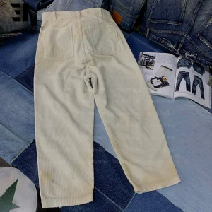 LARSUR Custom Factory Distress Damage Wash Patchwork Corduroy Pants Baggy Sun Faded Cotton Heavy Straight Leg Corduroy Pants