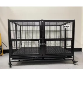 Bully Dog Crates Extra Large Heavy Duty Dog Cage and Kennels Strong Metal Iron with Plastic Tray Foldable and Easy to Use