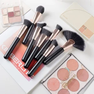 Custom 7-Piece Black Gold Makeup Brush Set