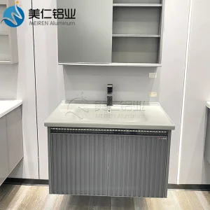 Luxury Hotel Bathroom Vanity Cabinet with LED Mirror and Double Sink