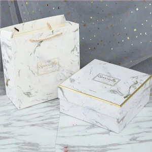 Best-selling New Marble Pattern Hot Stamping Design Birthday Party Holiday Handheld Gift Box