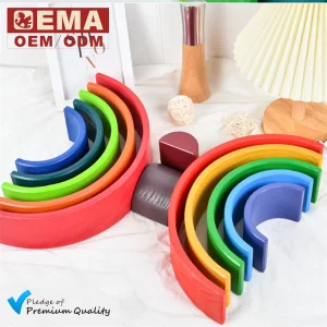 EMA Montessori Kids Wooden Rainbow Building Blocks