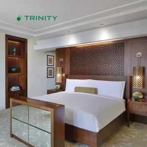 Cama de lujo con cabecero de madera tamaño rey, reina, doble y individual para habitación de hotel de 5 estrellas