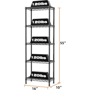 Black Bathroom Organizers 6 Tier Adjustable Storage Shelf Wire Shelving Unit