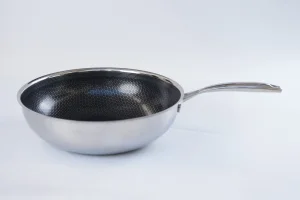 Factory Price Tri-Ply Stainless Steel 30cm Non-Stick Ceramic Honey Comb Wok Pfoa&Pfas Free
