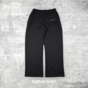 PEERAGE Manufacturer Custom Men's Baggy Fit Embroidery Rhinestone Sweat Pant Heavy Cotton Embroidered Wide Leg Sweatpants Men