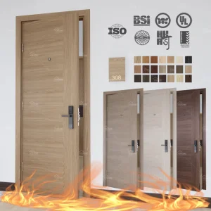 China Top Fire Door Manufacturing CE Certified Entry Wood Hotel Room Fire Rated Door