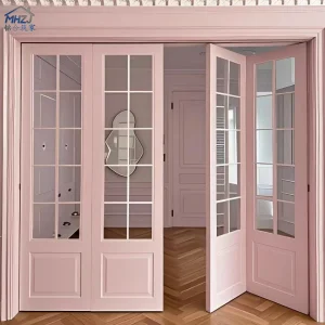 Porta Bi-Fold de Vidro com Grade Francesa em Composto Premium de Luxo, PVC, MDF e WPC