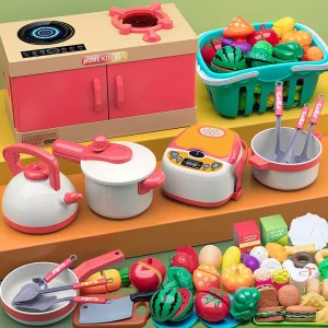 Pretend Play Ice Cream Plastic Kitchen Cooking Educational Toy Box Set for Unisex 4-14 Year Olds