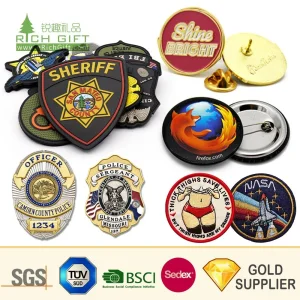 No Minimum Custom Security Embroidery Woven Car Name Tag School Sports Meet Event Silicone Rubber Soft PVC Lapel Pin Metal Enamel Magnetic Button Badge