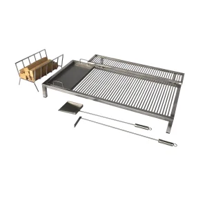 High Temperature Resistant Stainless Charcoal Bbq Grill with Brasero,Fireshovel and Coal Pusher