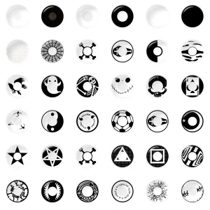 Free Shipping Pseyeche Crazy Contact Lenses Black White Out Halloween Crazy Contact Lenses Eye Cosplay Contact Lens