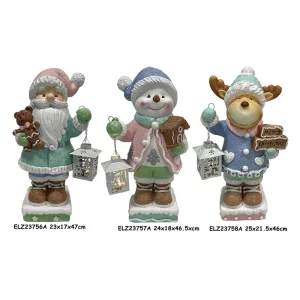High-Quality Handmade Aqua Blue Christmas Figures Set of 3
