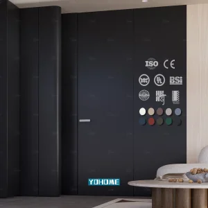 China Top Factory Modern Style Simple Design Luxury Black Composit Flush Interior Hidden Door