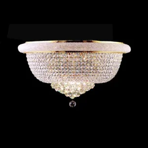 Hot Selling Elegant Custom Round Design Crystal Lamp Gold Chrome Flush Mount Ceiling Lighting for Home Hotel Living Room Bedroom Decohot Selling Elegant Custom