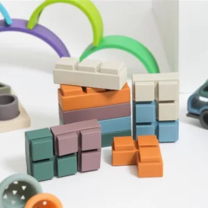 Detroit Eco-Silicone Series: 15pcs Stacking Tower Balance Blocks