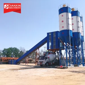 HZS90 Concrete Batching Plant-High Efficiency Diesel Engine PLC Controlled Gearbox Cement Silo Mixing Production Line Equipment