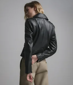 Stylish Women's Genuine Leather Biker Jacket for Casual Wear