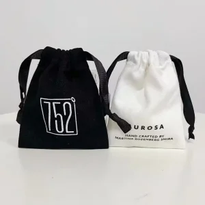 Custom Jewelry Packaging Pouch Customized White Organic Cotton Canvas Drawstring Bag