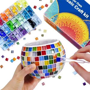DIY Activity Boys &amp; Girls Craft Kits High Quality Children's Funny Turkish Mosaic Glass DIY Candle Holder Making Kit