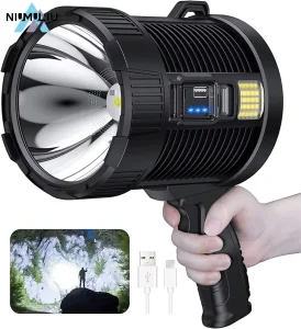 Super Bright Rechargeable Solar Spotlight LED Cob Light Handheld Large Flashlight Waterproof Outdoor Working Camping Lamp