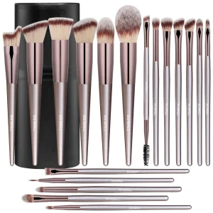 Premium Customizable Makeup Brush Set with Foundation Powder Concealer Eye Shadows &amp; Blush Includes Black Case