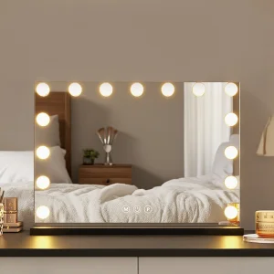 Hot-Selling 58x46cm Dimmable LED Light Bulbs Makeup Mirror Personalized Hotel Lighted Magnifying X10 Mirror Cosmetic Mirror