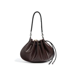 Fashion Shell Drawstring Bag Ladies Genuine Cowhide Leather Shoulder Crossbody Girls Designer Women Bag Purses and Handbags