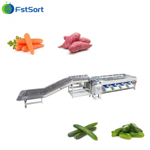 Máquina de clasificación de pepinos de gran capacidad Fstsort, máquina de procesamiento de pepinos, equipo de clasificación, máquina de dimensionamiento de frutas y verduras, clasificación de rodillos en seis niveles
