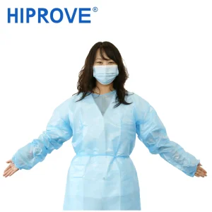 Uso hospitalario médico laboratorio bata desechable impermeable de PP PE SMS protectora reforzada de aislamiento quirúrgico con puño de punto
