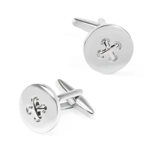 Stylish Silver Button Cufflinks