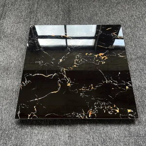 Latest Design Ceramic 60X60 Glossy Black Marble Floor Teil Black and Gold Tiles