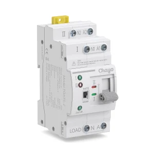 Chayo 2P 63A Automatic Transfer Switching (ATS) 110VAC 220VAC Dual Power PC Type Switch with White Housing DIN-Rail Mounting