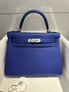 Bolsos de lujo de diseñadora para mujeres Ky 28cm bolsa de cuero Togo azul eléctrico