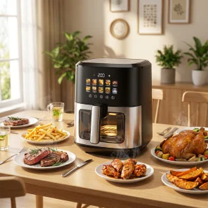 Factory New 6L Digital Dual Heating Square Modern Air Fryer Stainless Steel Oil-Free Electric Smart Cook for Household Use