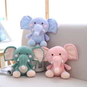 Bebê Pelúcia Animais de Estimação Elefante Azul com Chocalho e Papel Celofane