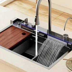Multifunction Digital Display Waterfall Faucet Kitchen Sink
