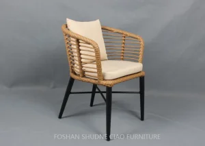 Stackable Leisure Garden Rattan Bistro Chair Outdoor Furniture with Cushion