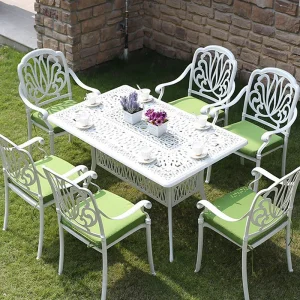 Die Cast Dining Table Garden Square Die Cast Aluminum Table Outdoor Home Furniture Modern Patio Long Table