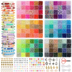 15000PCS 144 Colors Clay Beads Charm Bracelet Making Kit
