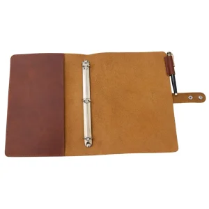 Genuine Leather Binder Refillable Business Resume Folio Custom Portfolio 3 Ring Binder