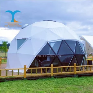 Luxury 6m Modern Glass Prefab Geodesic Dome Tent PVC Custom Aluminum For Outdoor Glamping Hotel En-Suite Scenic Areas Events